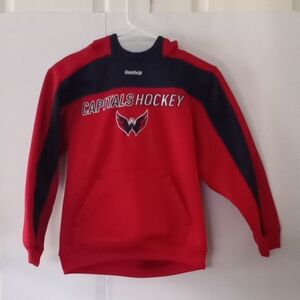 Reebok Boys Capitals Hockey Fleece Hoodie - Size (10/12M) - Red/Blue